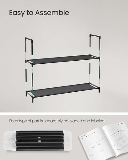 SONGMICS Shoe Rack, 10-Tier Shoe Shelf, Shoe Storage Organizer, 11 x 37 x 68.9 Inches, Metal Frame, Non-Woven Fabric Shelves, for Entryway, Bedroom, Black ULSH11H