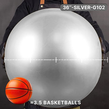PartyWoo Metallic Silver Balloons 4pcs 36 Inch Large Big Jumbo Giant Silver Chrome Balloons for Graduation Wedding Baby Shower Bachelorette Anniversary Birthday Party Decorations Silver-G102