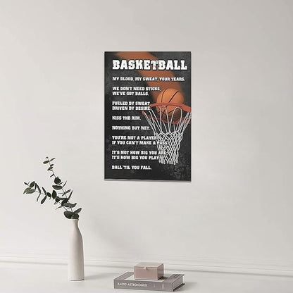 Basketball Wall Art, Basketball Life Lessons Pictures Wall Decor, Sports Quotes Canvas Prints Painting, Framed Artwork Office Home Decor For Bathroom Bedroom Dining Living Room 24L" x 16W"