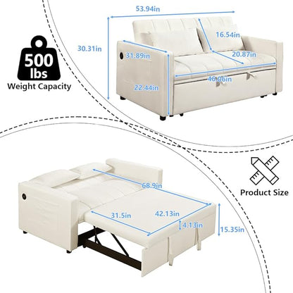 Convertible Chair Bed - Sleeper Sofa Bed with Pillow, Pull Out Sleeper Bed with Adjustable Backrest, Multi-Functiona Lounge Chair with Modern Linen Fabric for Living Room, Apartment