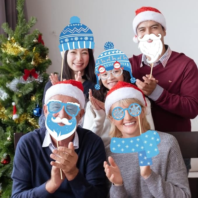 Snowman Photo Booth Props,Winter Wonderland Snow Booth Props(25CT)