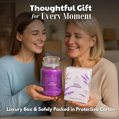 Fresh Lavender Candle 22oz Glass Jar with Wooden Wick in a Decorated Jar Within a Presentation Gift Box and Protective Shipping Box