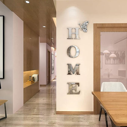 Home Wall Decor Letter Signs Acrylic Mirror Wall Stickers Decorations for Living Room Bedroom Home Decor Wall Decals (Silver, 47.2 X 15.3IN)
