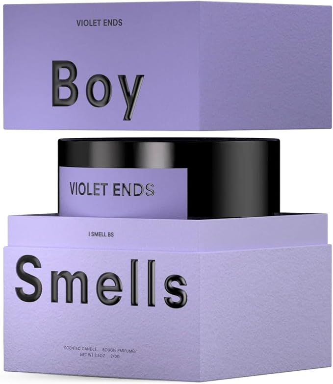 Boy Smells Violet Ends Candle - 27 oz - Aromatic Candle for Home with Rhubarb, Violet and Smoked Papyrus - Up to 100-Hour Burn - Cotton Wick
