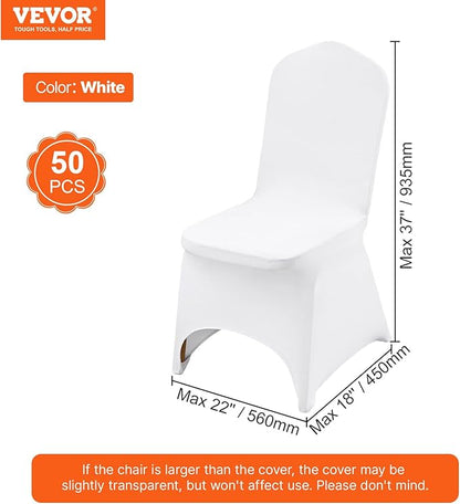 VEVOR 50 Pcs White Chair Covers Polyester Spandex Chair Cover Stretch Slipcovers for Wedding Party Dining Banquet Chair Decoration Covers