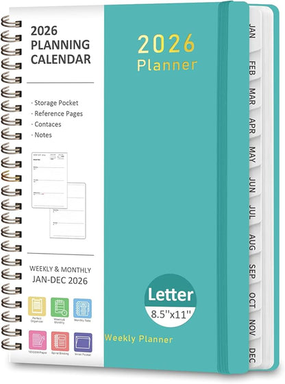 2026 Planner, Weekly and Monthly Calendar Academic Planner, Jan 2026 - Dec 2026, 8.5‘’ x 11'', Planning Agenda Book for Desk Accessories and School Supplies - Letter Size