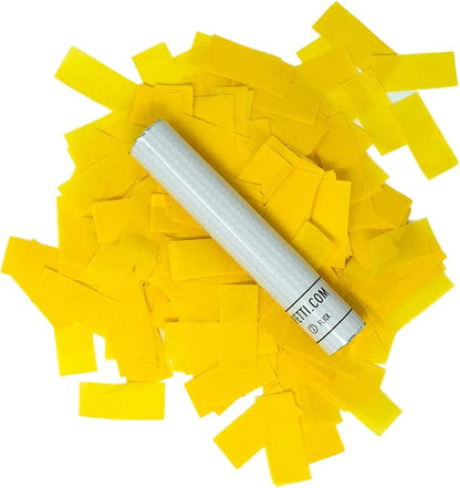 Ultimate Confetti Flick Stick Launcher - Handheld 6" Confetti-Launcher Wand, Flick to Launch Biodegradable Tissue Confetti (Yellow, 8 Confettis Launchers Tubes, 2 Handful of Confeti per Wand, 1.5oz)