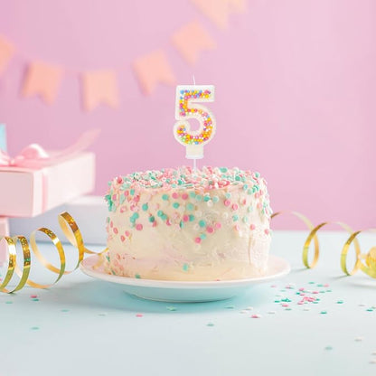 Number 5 Birthday Candle - Colorful Macaron Candles, 5 Candle Birthday Girl Women, Sweet Theme Birthday Party Supplies, Anniversary Party Cake Decorations