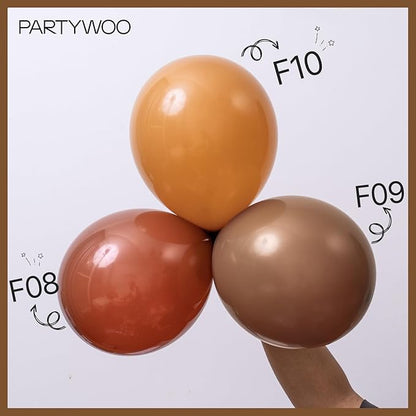 PartyWoo Brown Balloons 50pcs 5 Inch Small Mini Boho Neutral Coffee Tan Fall Latex Balloons for Wedding Baby Shower Gender Reveal Graduation Safari Woodland Birthday Fall Party Decorations Brown-F09