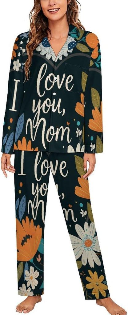 Lemons Leaves Ceramic Style Womens Pajama Set Long Sleeve Pajamas Top And Pants Soft Loungewear Pjs Sets