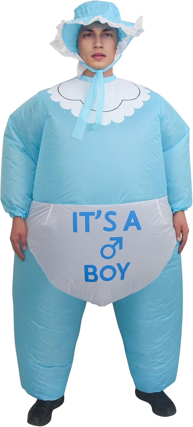 IRETG Inflatable Baby Costume for Adults Funny Blow Up Costume for Baby Shower Gender Reveal Party