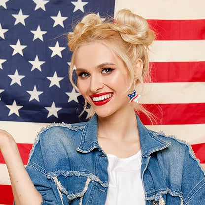 Patriot Day Gift Independence Day USA 4th of july Memorial Day Red White and Blue Dangle Star Earrings for Women