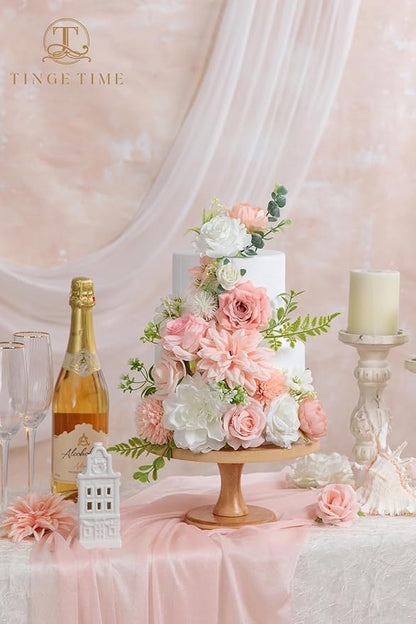 TINGE TIME Fake Flowers Artificial Flowers Peonies Bulbous Chrysanthemum Daisy Hydrangea Sunflower Violets Dahlia Daffodils Epiphyllum Orchid Cherry Blossom Camellia Leyaron (Pink)