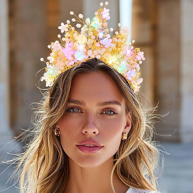 Yean Gold Flower Crown Greek Leaf Headpiece Bridal Hair Accessories for Women