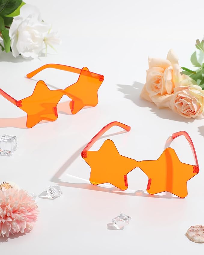 40 Pairs Rimless Star Sunglasses Bulk Wholesale Transparent Candy Color Star Glasses for Women Men Party Favors