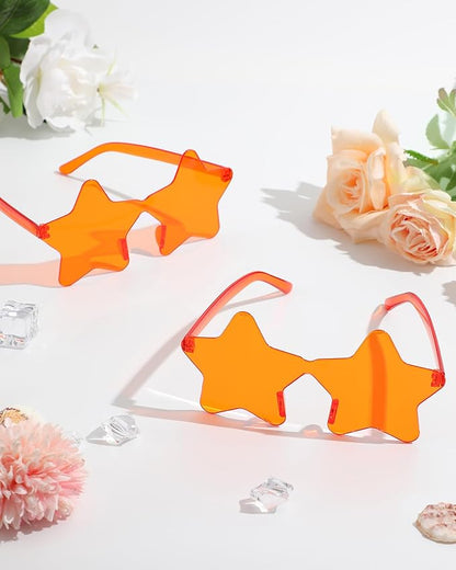 40 Pairs Rimless Star Sunglasses Bulk Wholesale Transparent Candy Color Star Glasses for Women Men Party Favors