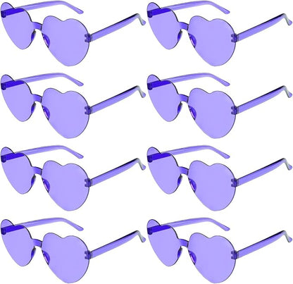 PLULON Heart Sunglasses for Women 5/12/25 Pcs, Heart Glasses Valentine Day Rimless Shaped Candy Color Fun Glasses Party Favor