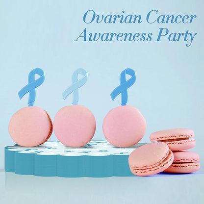 100 Pcs Ovarian Cancer Awareness Products 13.5" Scalloped Teal Ribbon Paper Placemats Disposable Sexual Assault Awareness Cervical Cancer Place Mats for Health Charity Public Social Event Supplies