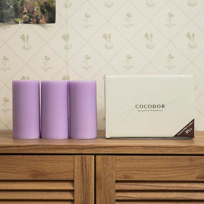 COCODOR Scented Pillar Candles, 3x6 Inch, Refreshing Air, Candle Set of 3, Long Buring 85 Hours, Candles for Weddings, Party, Dinner, Home Decor.