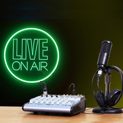 NOXTROND Live On Air Neon Sign, USB Powered Live On Air Light Sign, Dimmable Round Live Streaming LED Neon Night Light for Tiktok, Twitch Streamer, Gamer, Game Room, Studio Decor (Green)