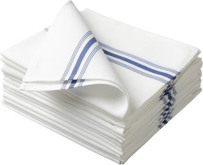 100% Polyester Napkin 18"x22", Dual-Stripe Border – Durable Decorative Napkins for Restaurants & Events, Royal Blue, Set of 12