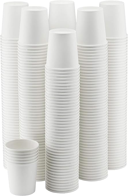 NYHI 300-Pack 8 oz White Disposable Paper Cups for Hot & Cold Drinks - Coffee, Tea, Water - Leak-Proof for Parties & Offices