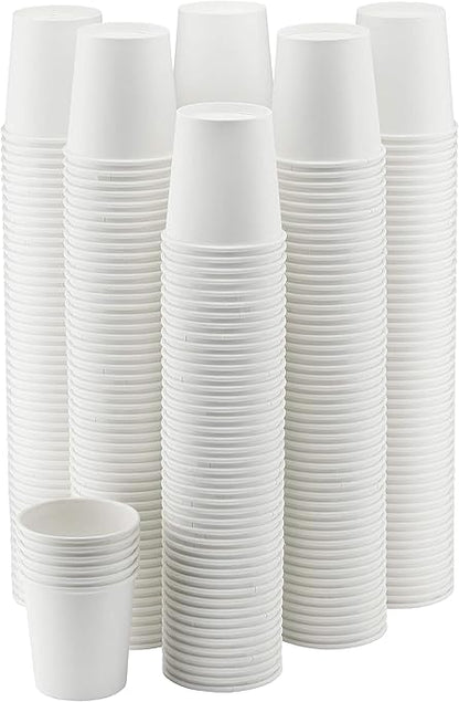 NYHI 300-Pack 8 oz White Disposable Paper Cups for Hot & Cold Drinks - Coffee, Tea, Water - Leak-Proof for Parties & Offices