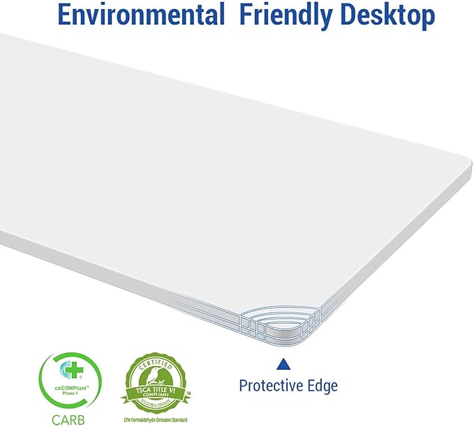 FLEXISPOT EN1 One-Piece Standing Desk with 1-Inch Thick Desktop, 48"x30" Electric Height Adjustable Desk for Home Office & Multi-Device Workstations, White(Silver Frame)