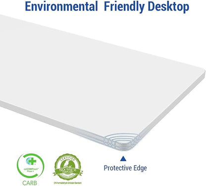 FLEXISPOT EN1 One-Piece Standing Desk with 1-Inch Thick Desktop, 48"x30" Electric Height Adjustable Desk for Home Office & Multi-Device Workstations, White(Silver Frame)