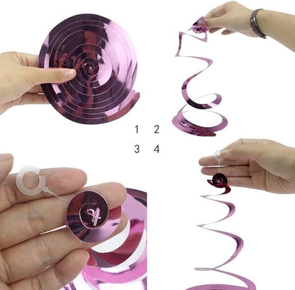 Rock and Roll Record Party Hanging Swirls, 48 Pcs, Music Theme Disco Party Decorations, Vinyl Record Design for 90s Or 50s Style Rock Music Dj Party Supplies, Black and Multicolor