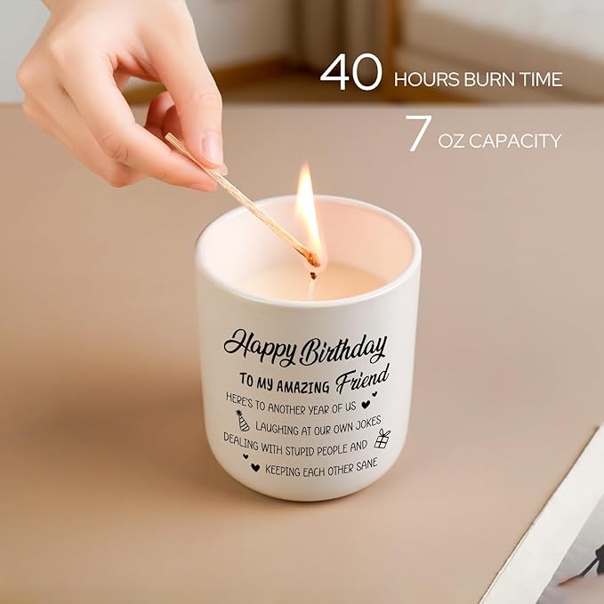 Best Friend Birthday Gifts for Women Men, Funny Friendship Gifts for Woman Candles, Happy Birthday Gift for Friends Sister Bestie BFF Coworker Classmate, Funny Lavender Candles 7Oz
