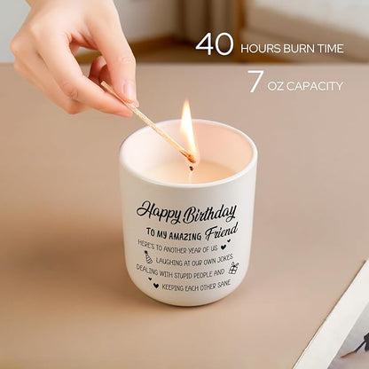 Best Friend Birthday Gifts for Women Men, Funny Friendship Gifts for Woman Candles, Happy Birthday Gift for Friends Sister Bestie BFF Coworker Classmate, Funny Lavender Candles 7Oz