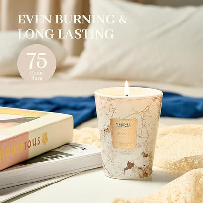M&SENSE Santal Scented Candles for Home, 3 Wick Highly Scented Jar Candle, 14.1 Oz 80H Long Lasting Burning Christmas Candle for Women, Aromatherapy Candles for Holiday Christmas Gift