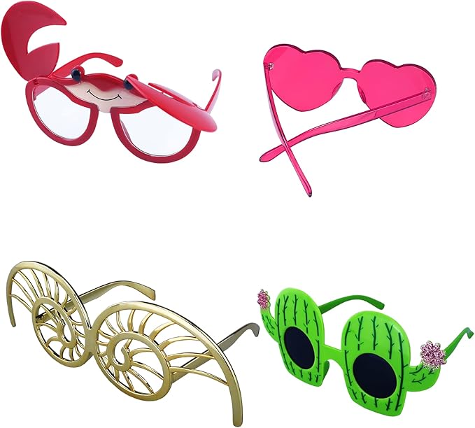 12 Pack Funny Party Sunglasses, Novelty Fun Glasses, Cool Costume Masks for Adults, Kids, Party Favors, Photo Booth Props Sunglasses