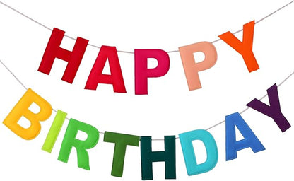 Felt Happy Birthday Garland Rainbow Banner Reusable Happy Birthday Sign Party Supply for Party Decor(Rainbow Color,Normal)