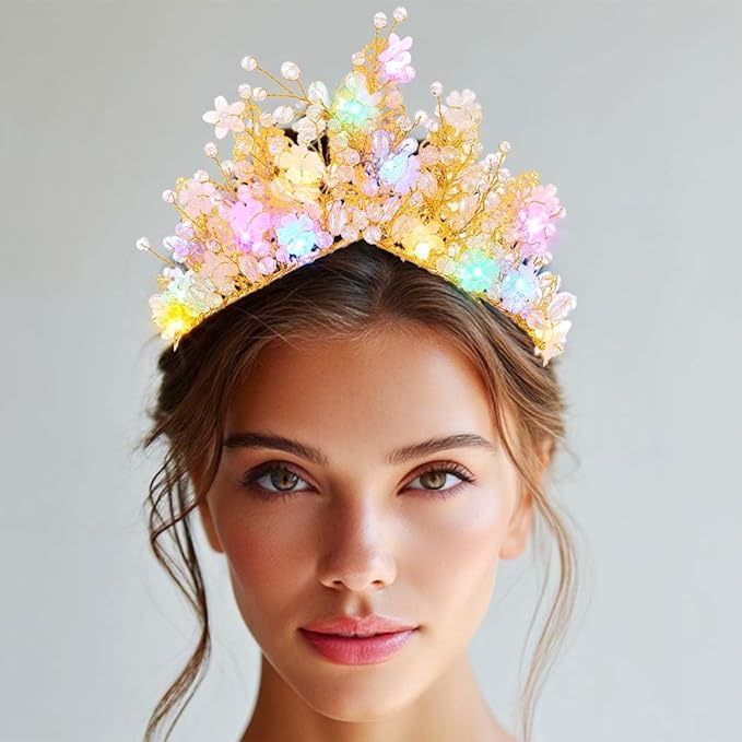 Yean Gold Flower Crown Greek Leaf Headpiece Bridal Hair Accessories for Women