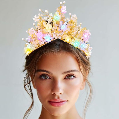 Yean Gold Flower Crown Greek Leaf Headpiece Bridal Hair Accessories for Women