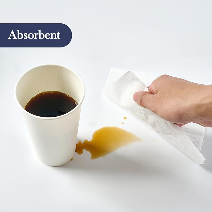 JollyPack 2000 Count White Paper Napkins - 1-Ply 6.5 x 6.5 Folded Bulk Disposable Beverage Cocktail Napkins, Dinner Paper for Restaurants, Bars and Parties - 13 x 13 Unfolded