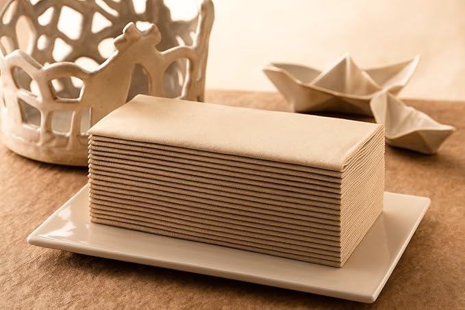 Wood Paper Napkins | Linen Feel Guest Disposable Cloth Like Dinner Napkins | Hand Towels | Soft, Absorbent, Paper Hand Napkins for Kitchen, Bathroom, Parties, Weddings, Dinners | 50 Pack