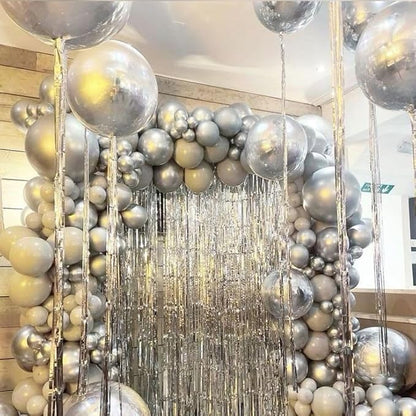 12PCS Silver Foil Balloons 22in 15in 10in Different Sizes Large Silver Foil Metallic Balloons 4D Round Chrome Balloon for Graduation New Year Birthday Party Decorations