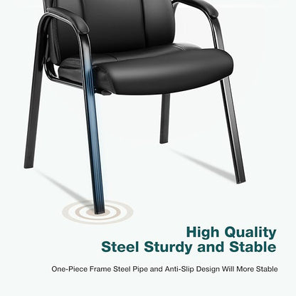 OLIXIS Waiting Room Reception Chairs Set of 8, Leather Office Desk Guest Stationary Side Chair with Padded Arms for Home Conference Lobby Area Meeting Church Medical Clinic Elderly Student