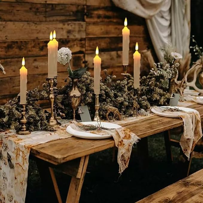 6 Pcs Flameless Taper Candles LED Taper Candles Flickering with Remote Timer Dimmer Ivory LED Candlestick for Halloween Christmas Wedding Church Easter Party Decor Table Centerpiece, 6.1 in