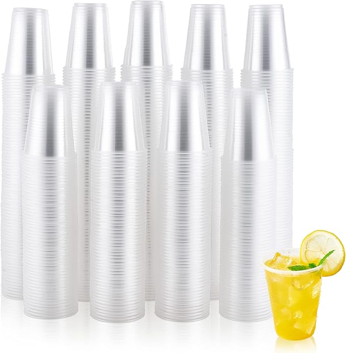JOLLY CHEF 𝟔𝟎𝟎 𝐏𝐚𝐜𝐤 7 oz Clear Plastic Cups,7 Ounce Disposable Cups for Picnic,Travel, Halloween,Christmas Party and Events