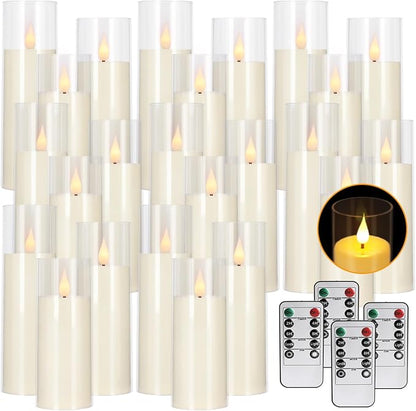 24-Pack A-Series Acrylic LED Flameless Candles with Remote Control,Outdoor Indoor - Perfect for Home Decor,Christmas, Parties, and Special Occasions