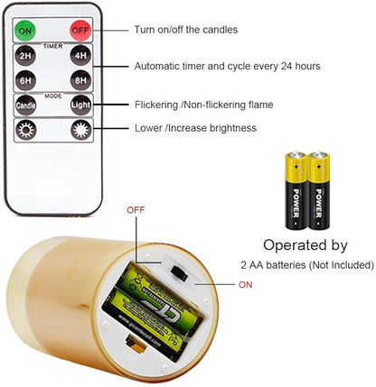 GenSwin Flameless Led Candles Flickering Battery Operated with Remote, Real Wax 3D Wick Moving Pillar Candles with Timer Remote Glass Effect for Festival Wedding Christmas Home Decor(Gold)