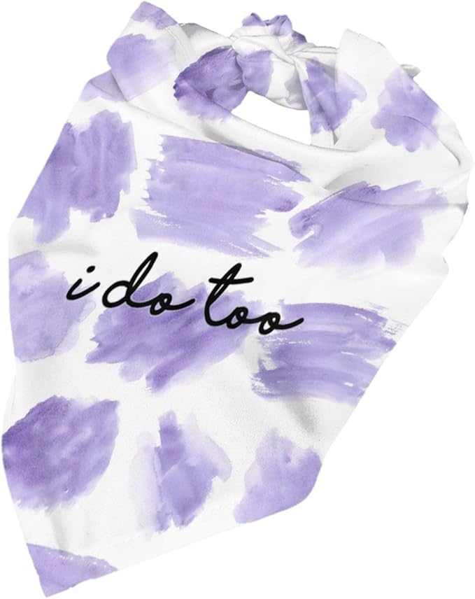 I Do Too Dog Wedding Bandana,Married Puppy Pet Bandanas Accessories,Wedding Photo Prop for Dog Lover Pet Scarf Accessories (Purple Color Block)