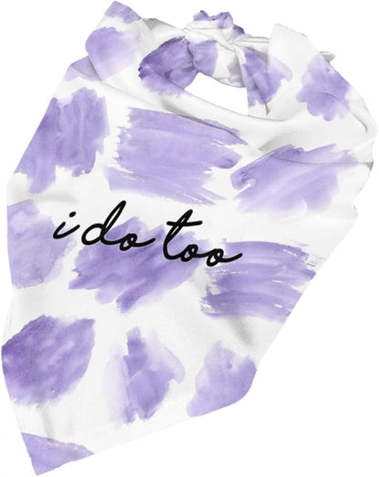 I Do Too Dog Wedding Bandana,Married Puppy Pet Bandanas Accessories,Wedding Photo Prop for Dog Lover Pet Scarf Accessories (Purple Color Block)
