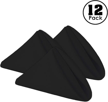 Gee Di Moda Cloth Napkins - 17 x 17 Inch Black Dinner Napkins - Set of 12 Soft & Absorbent Washable Fabric Cloth Table Napkins with Hemmed Edges for Hotel Restaurant, Holiday Parties & Wedding