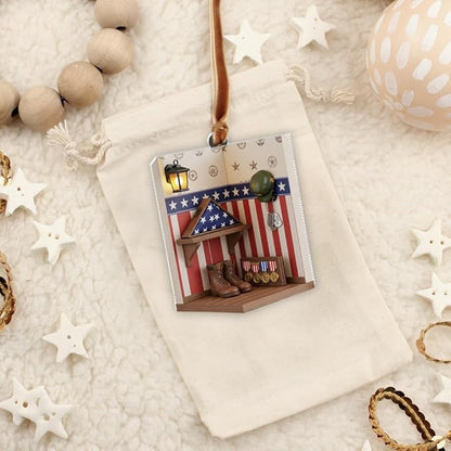 Custom Veteran Ornament, Personalized Military Christmas Tree Decorations, Patriotic Folded Flag Christmas Ornaments, Memorial Gifts for Veterans and Soldiers