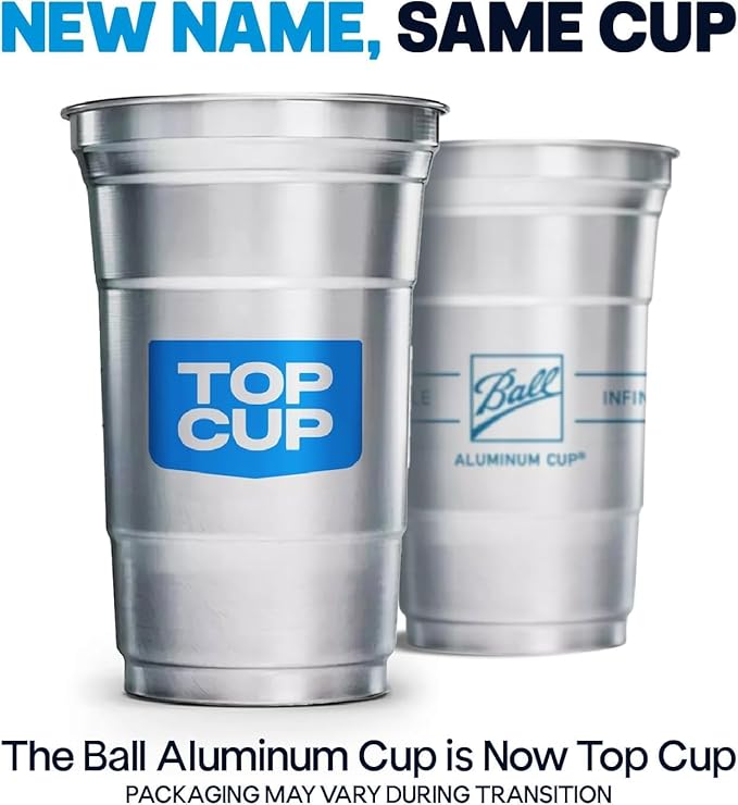Top Cup by Ball – 16 Ounce, 600 Count, Reusable Aluminum Party Cups | Cold-Holding, Recyclable, Made in USA